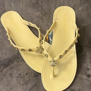 Juicy Couture Cream Sandals with Crown Accent